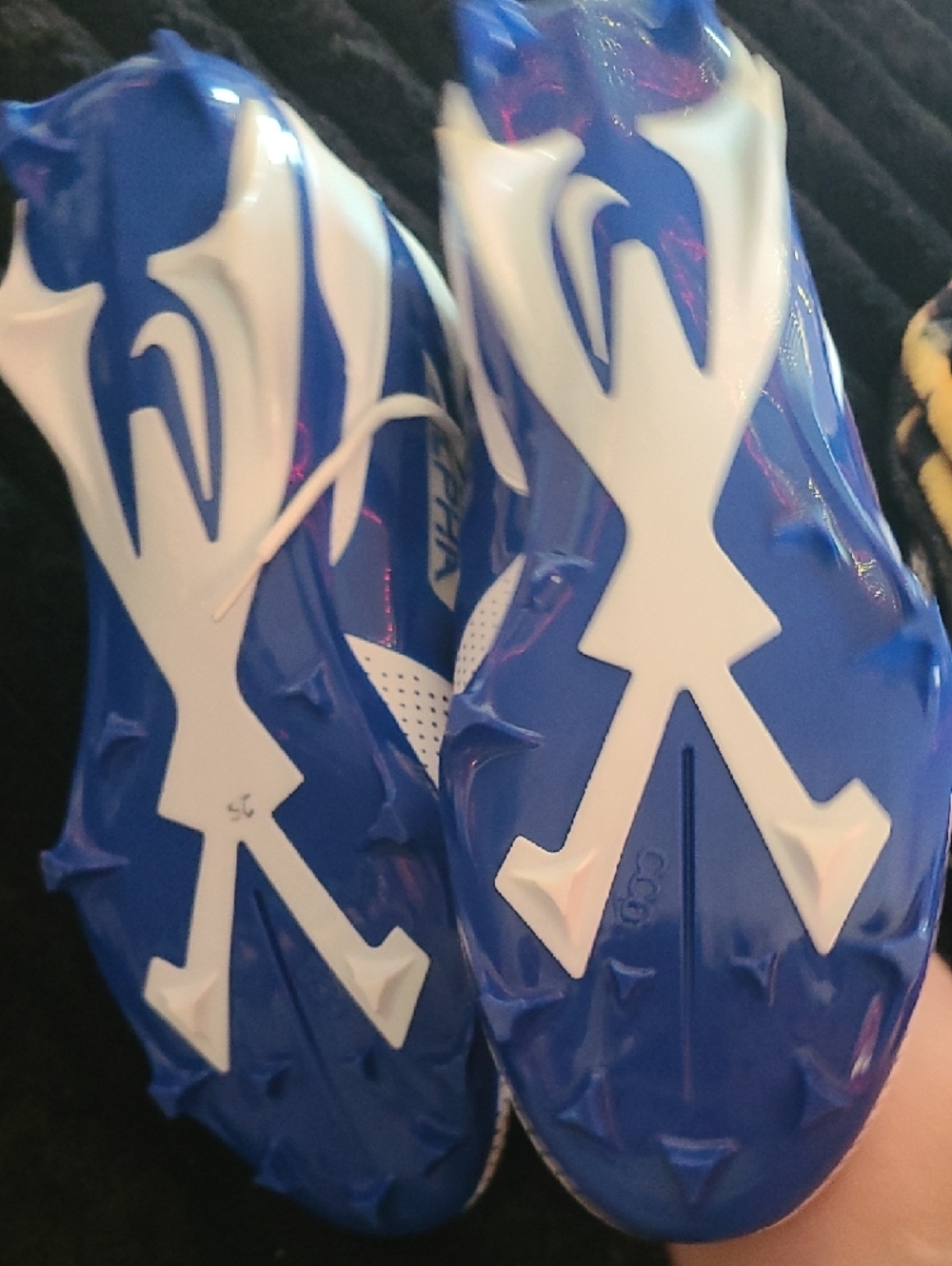 Nike White and Royal Blue Alpha Football Cleats - Picture 4 of 7